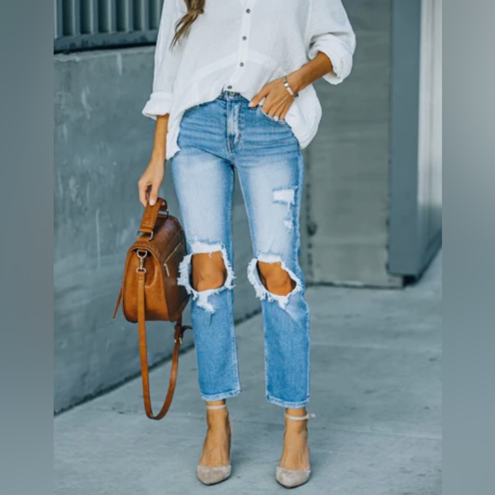 Vici High Rise Distressed Denim